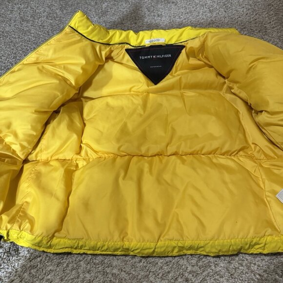 Tommy Hilfiger Yellow Puffer Jacket Womens Large Down Fill Winter Coat - Picture 4 of 10